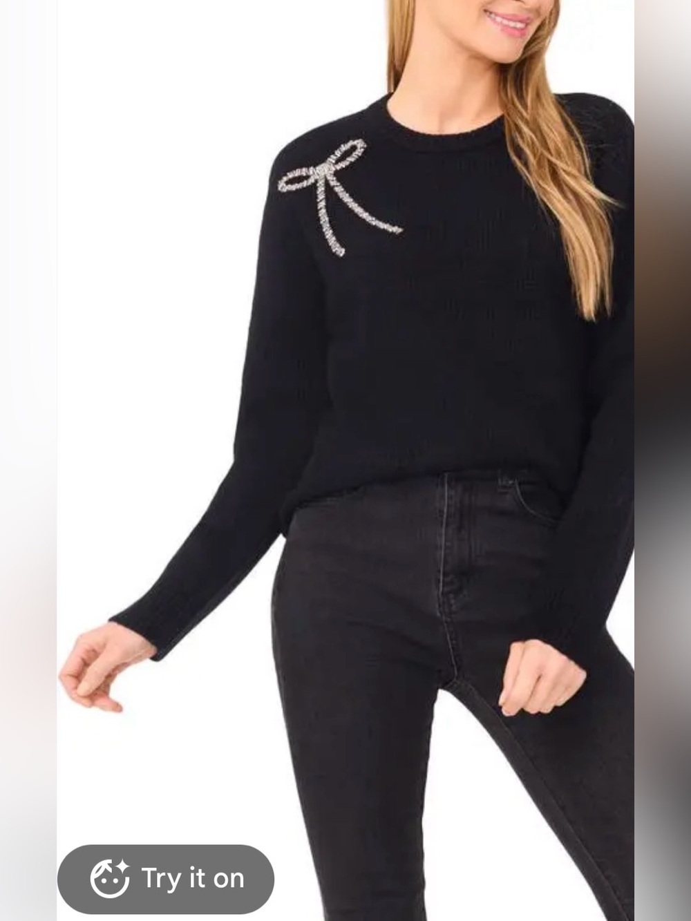 CeCe Dupraz Embellished Bow Sweater